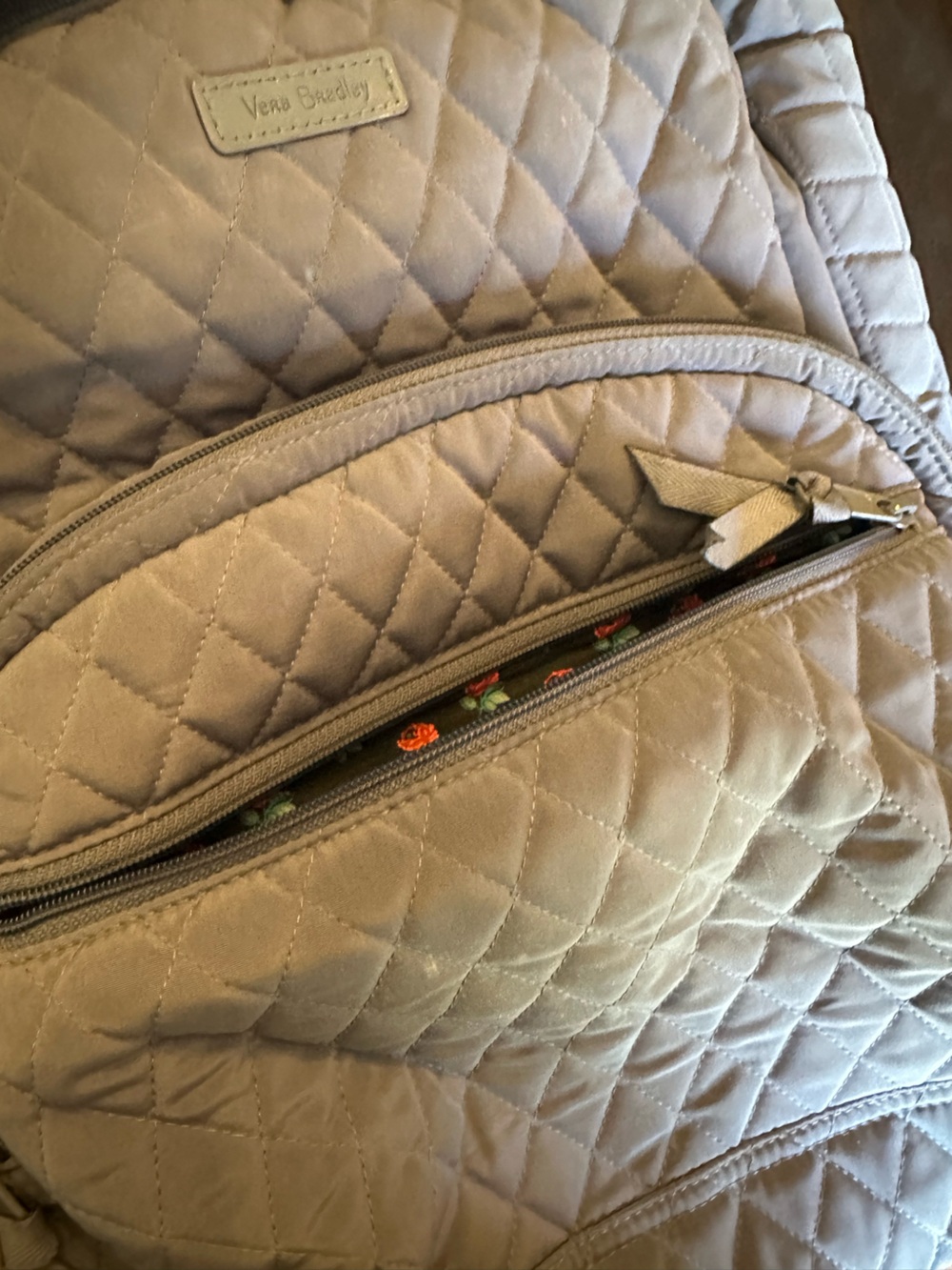 Vera Bradley Light Gray Quilted Backpack - Picture 6 of 11